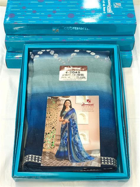 Laxmipati Barkha N-2045 Blue Sparkle Chiffon Saree – SANSKAR