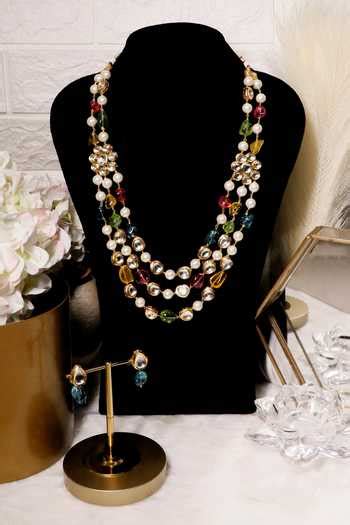 Buy Multi Color Triple Layered Beaded Necklace by Ishhaara Online at ...