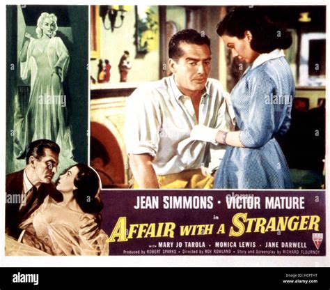 AFFAIR WITH A STRANGER, Victor Mature, Jean Simmons, 1953 Stock Photo ...