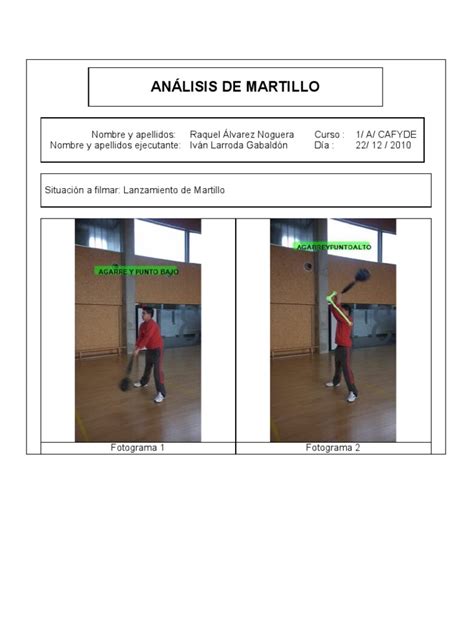 Lanzamiento de Martillo (Trabajo de Atletismo | PDF