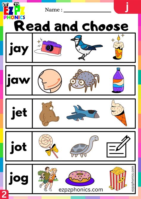 Group2 Letter J Read And Choose Beginning Sounds Worksheet - ezpzphonics.com