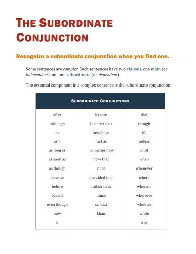 Image result for Subordinating Conjunctions Examples Sentences