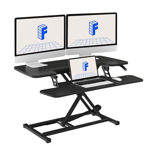 FLEXISPOT 35‘’ Height Adjustable Standing Up Desk Converter, Black Sit ...