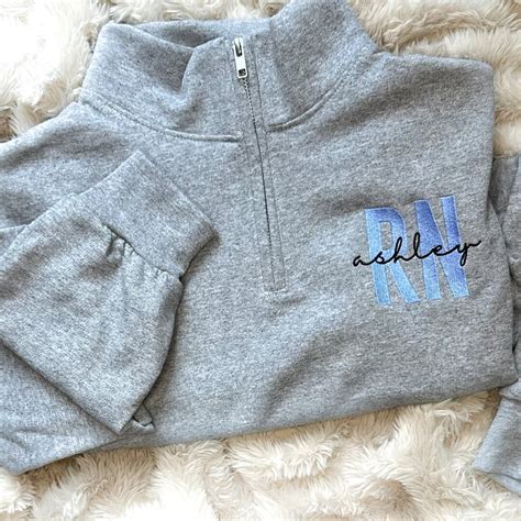 Personalized Nurse Sweater, Custom Quarter Zip, Nurse Sweatshirt Embroidered, Nurse Quarter Zip ...