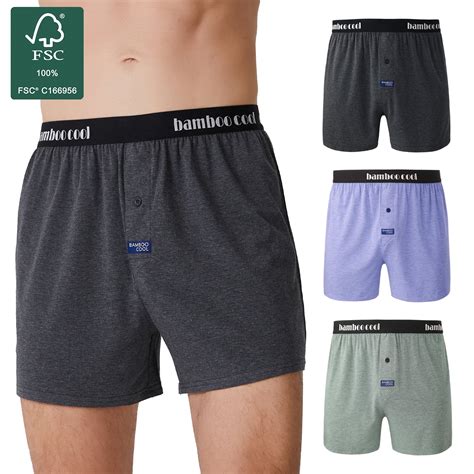 BAMBOO COOL Men's Boxer Shorts, Bamboo Viscose Knit, Loose Fit Cooling ...