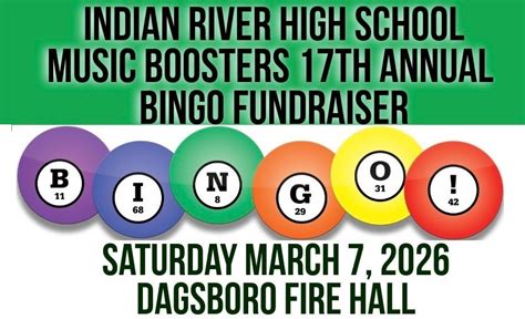 17th Annual Indian River Band Boosters BINGO FUNDRAISER, Dagsboro ...