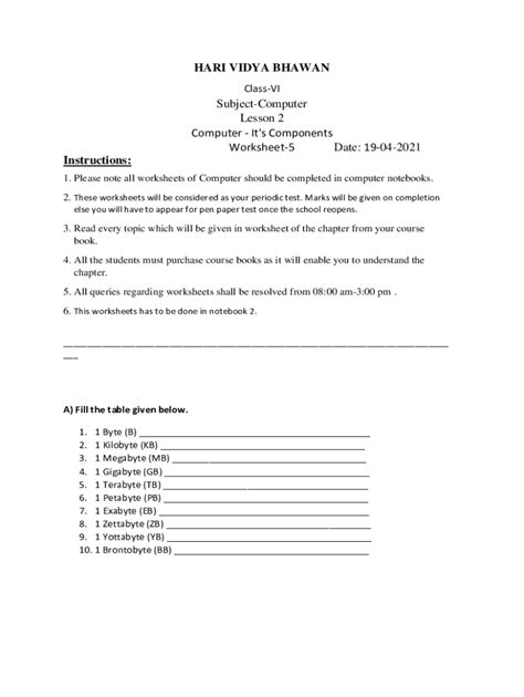 Fillable Online It's Components Worksheet-5 Date: 19-04-2021 ...