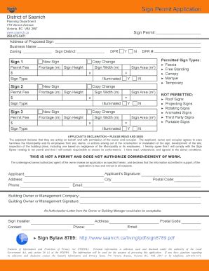 Saanich Sign Permit Application - Blank Fillable Template | Fill Out ...