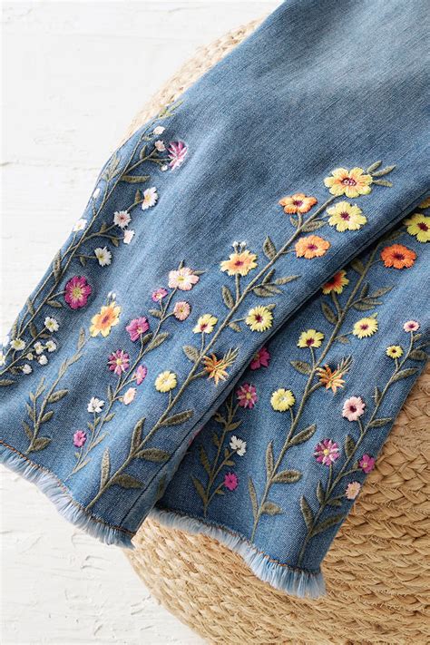 Wildflower Embroidered Cropped Jeans - Coldwater Creek | Clothes ...