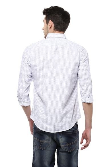 Buy Men White Regular Fit Print Full Sleeves Casual Shirt Online ...