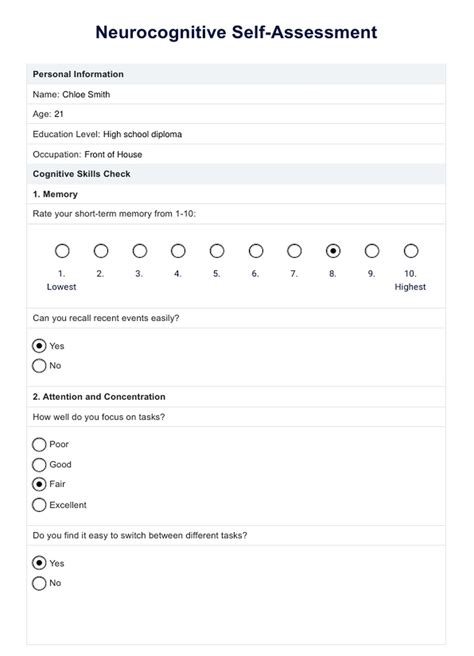 Neurocognitive Test & Example | Free PDF Download