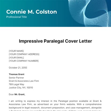 Sample Cover Letter Paralegal