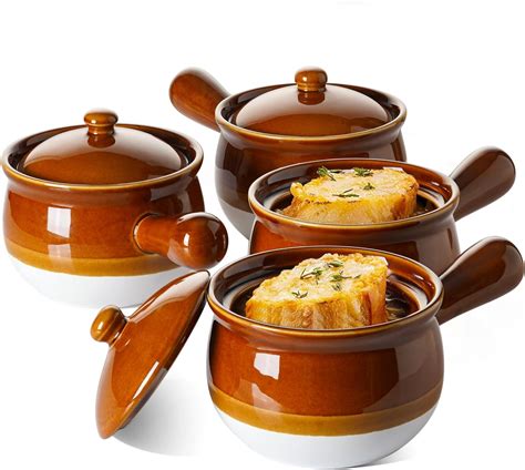 Amazon.com | Vumdua French Onion Soup Bowls with Lids and Handles, 16 ...