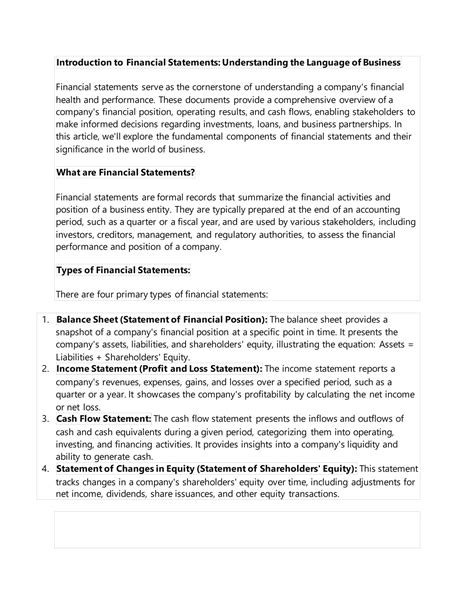 Introduction To Financial Statement