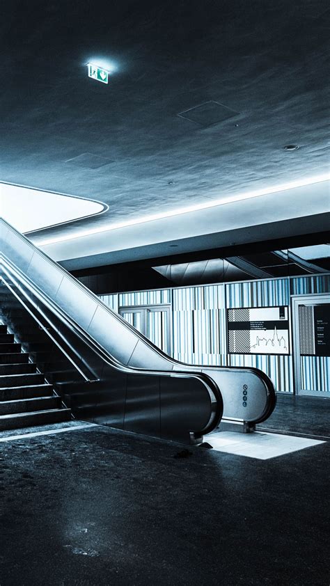 Download wallpaper 1080x1920 stairs, escalator, steps, subway, railings ...