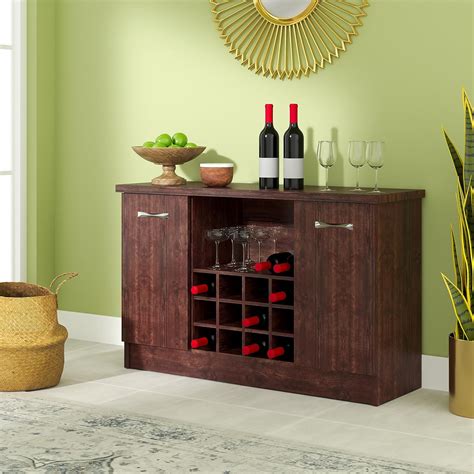Amazon Brand - Solimo Aster Engineered Wood Bar Cabinet (2 Doors & 5 ...