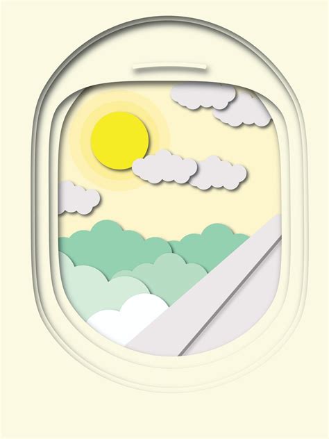 Window Seat Paper Cut Effect Airplane Window View