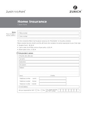 Image result for Home Insurance Claim Form