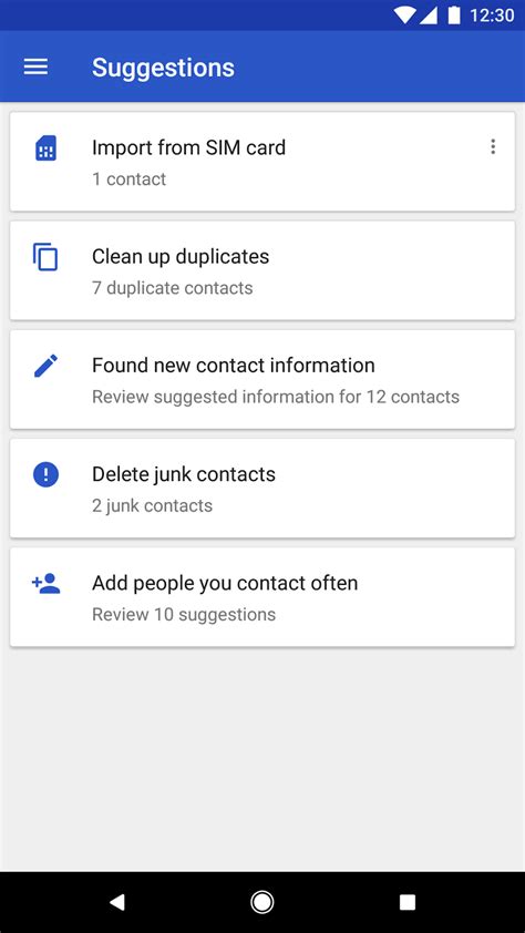 Image result for Google Contacts App Interface