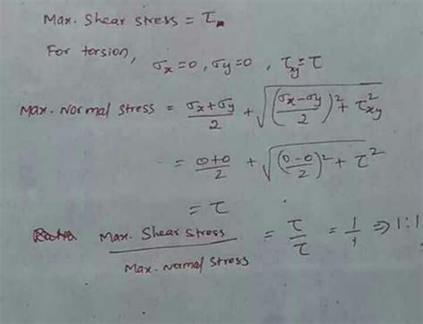 A solid circular shaft is subjected to pure torsion. The ratio of ...