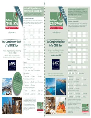 Fillable Online msccruises co Your Complimentary Ticket to The CRUISE ...
