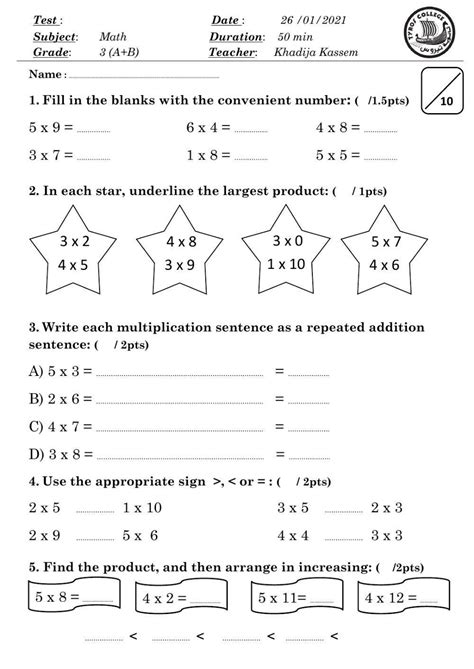 Image result for Multiple Choice Math Table