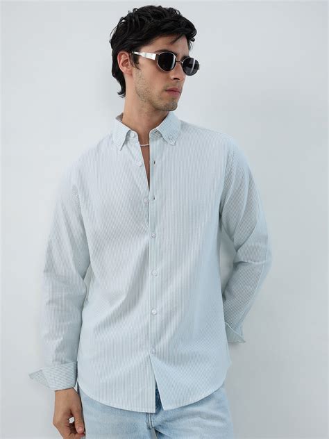 Serene Mint Pinstripe Button-Down Collar Shirt – Vastrado