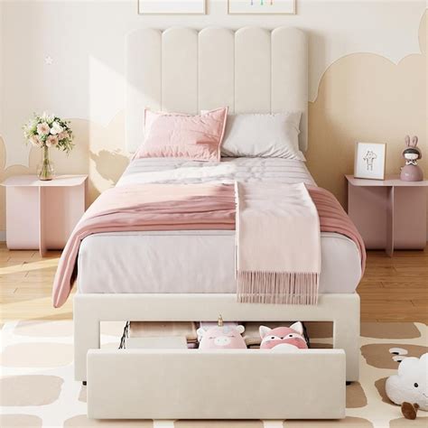 WhizMax Twin Size Velvet Upholstered Bed Frame with Headboard and ...