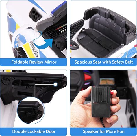 Buy TOBBI 12V Police Car Ride on Toys Battery Powered Electric Kids Car ...