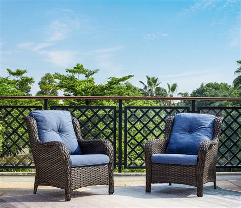 Buy Outdoor Patio Chairs Rattan Patio Dining Chairs Set of 2 PE Wicker ...