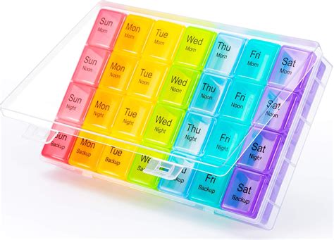 Amazon.com: Weekly Pill Organizer 4 Times a Day, Extra Large Pill Box 7 ...