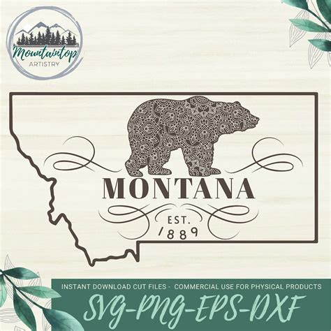 Montana State Grizzly Bear SVG, Montana State Outline, Montana State ...