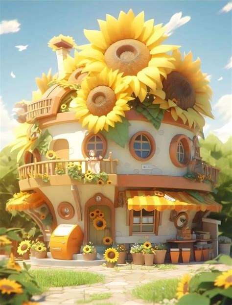 Sunflower Tree House Illustration