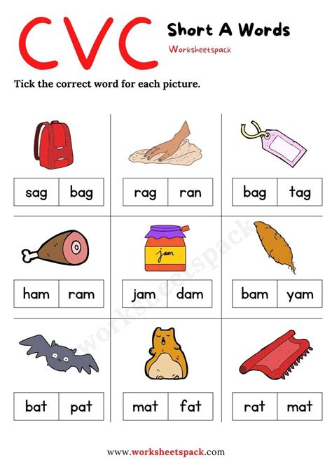 Free Short A Worksheets for Kindergarten