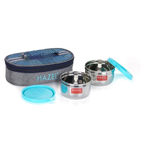 Buy HAZEL Stainless Steel Lunch Box with Lunch Box Bag | 240 ml Each ...
