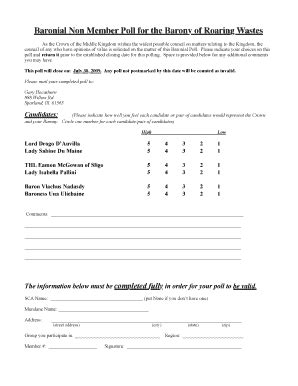 Fillable Online midrealm Baronial Non Member Poll for the Barony of ...