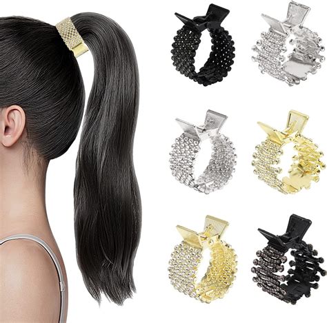 Amazon.com : 3 Pcs 1.6Inch Ponytail Holder Hair Clips Metal High ...