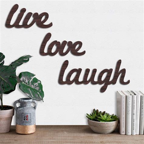 Art Street Engineered Wood Live Love Laugh Cutout Wall Art, Brown ...