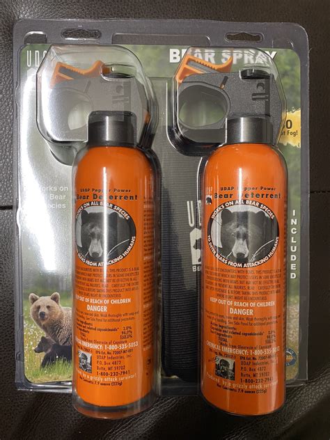 Lot of 2-UDAP Pepper Power Bear Spray Repellant With 2 Holsters(30 Foot ...