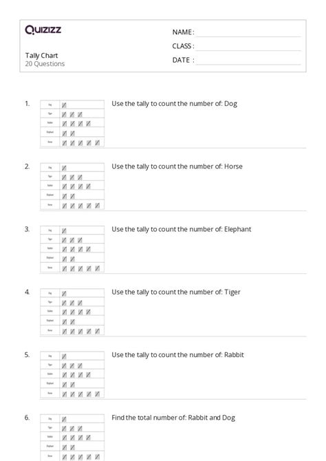 50+ Tally Charts worksheets for 4th Class on Quizizz | Free & Printable