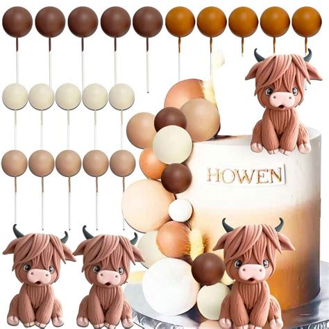 LaVenty LaVenty Highland Cow Cake Decorations Cake Topper Highland Cow ...