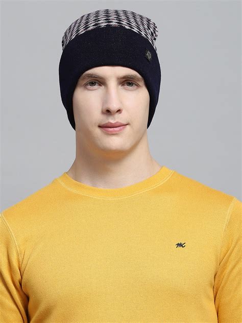 Buy Men Navy Blue Self Design Cap Online in India - Monte Carlo