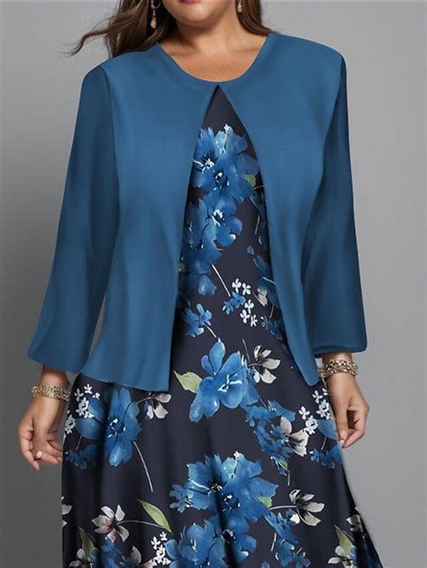 Women's Plus Size Midi Dress Dress Set Casual Dress Swing Dress Print ...