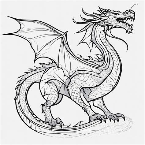 Premium Photo | Hand drawn dragon outline illustration