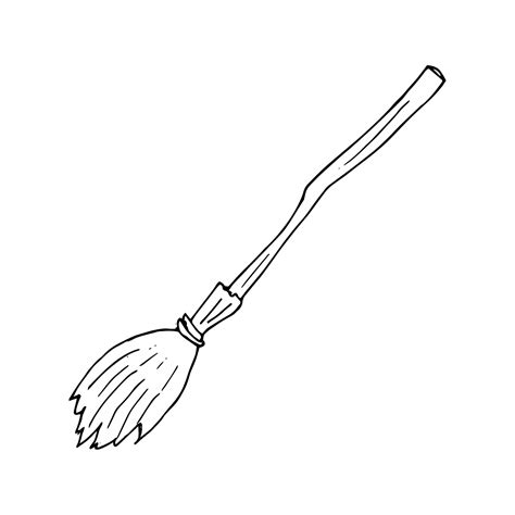 Premium Vector | A black and white drawing of a broom with a handle.