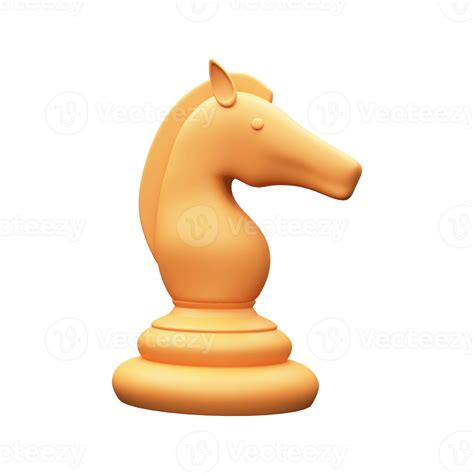 Golden Chess Piece Of 3D Render Knight Horse. 23750799 PNG