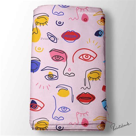 Quirky Pink Face Digital Printed Fabric Dress Material – Printsbank