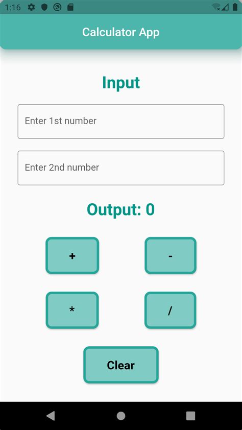 Arithmetic Operation Using Flutter in Android 的图像结果
