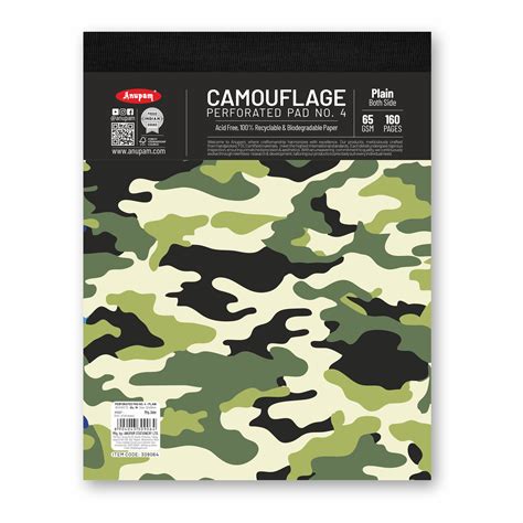 Anupam Camouflage Writing Pad-Wide Ruled Notepad-65 GSM-Micro Perforat