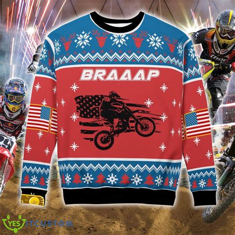 Christmas Motocross rider Knitted Champion Black Christmas Sweater ...